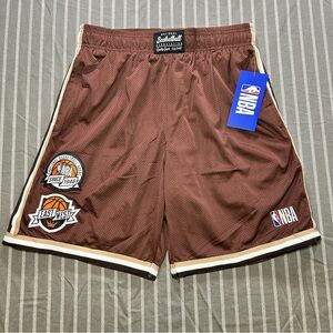 NBA Classic Basketball Shorts mocha mesh East West patch logo Men's M NWT